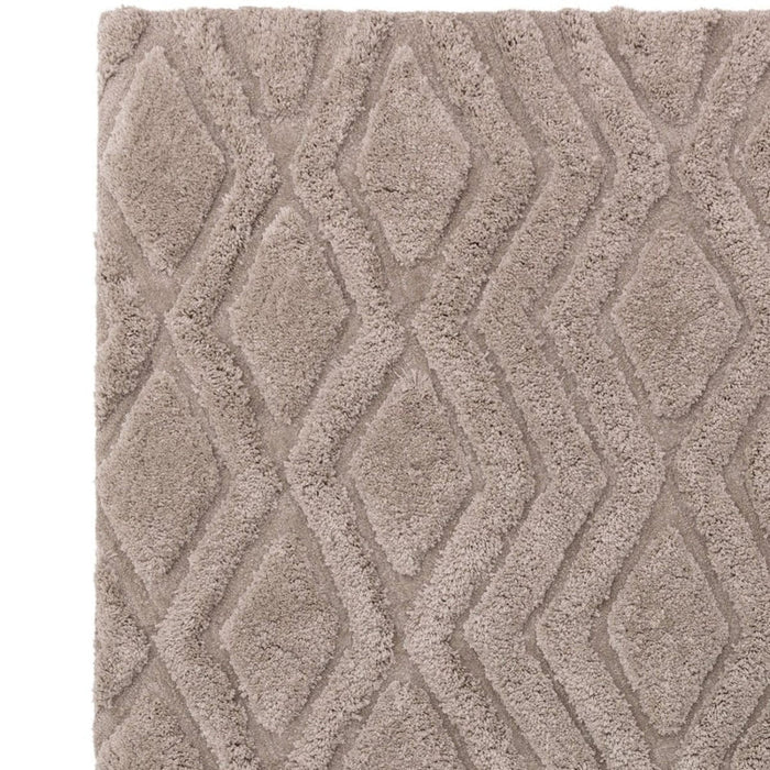 Harrison Modern Plain Hand-Carved Geometric Hi-Low Plush Soft Polyester Boho Shaggy Greige Rug