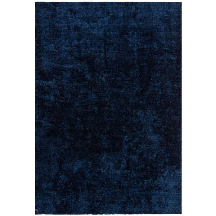 Harrison Modern Plain Hand-Carved Geometric Hi-Low Plush Soft Polyester Boho Shaggy Navy Rug