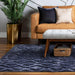 Harrison Modern Plain Hand-Carved Geometric Hi-Low Plush Soft Polyester Boho Shaggy Navy Rug