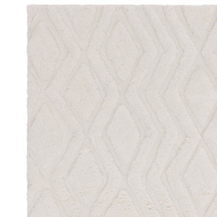 Harrison Modern Plain Hand-Carved Geometric Hi-Low Plush Soft Polyester Boho Shaggy Off White Rug