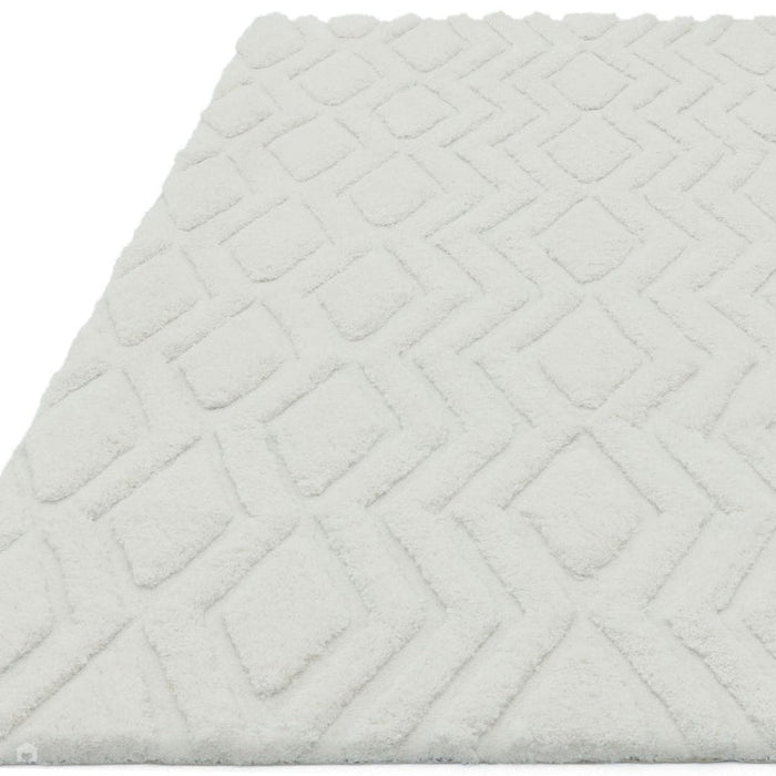 Harrison Modern Plain Hand-Carved Geometric Hi-Low Plush Soft Polyester Boho Shaggy Off White Rug