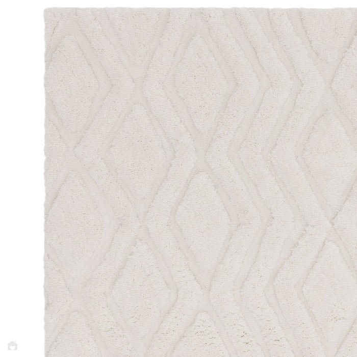 Harrison Modern Plain Hand-Carved Geometric Hi-Low Plush Soft Polyester Boho Shaggy Off White Rug