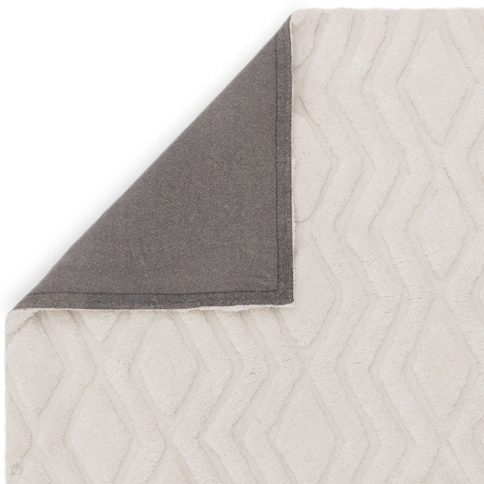 Harrison Modern Plain Hand-Carved Geometric Hi-Low Plush Soft Polyester Boho Shaggy Off White Rug