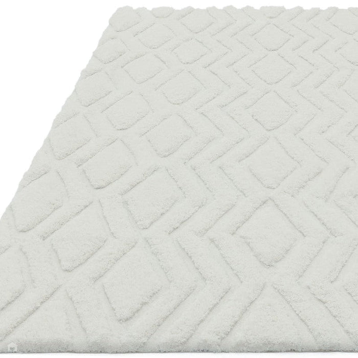 Harrison Modern Plain Hand-Carved Geometric Hi-Low Plush Soft Polyester Boho Shaggy Off White Rug