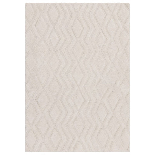 Harrison Modern Plain Hand-Carved Geometric Hi-Low Plush Soft Polyester Boho Shaggy Off White Rug