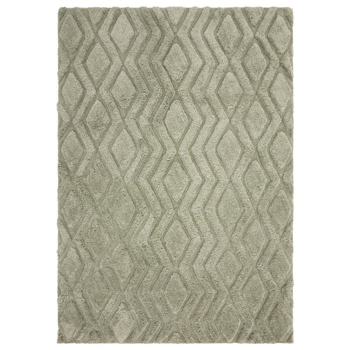 Harrison Modern Plain Hand-Carved Geometric Hi-Low Plush Soft Polyester Boho Shaggy Sage Green Rug