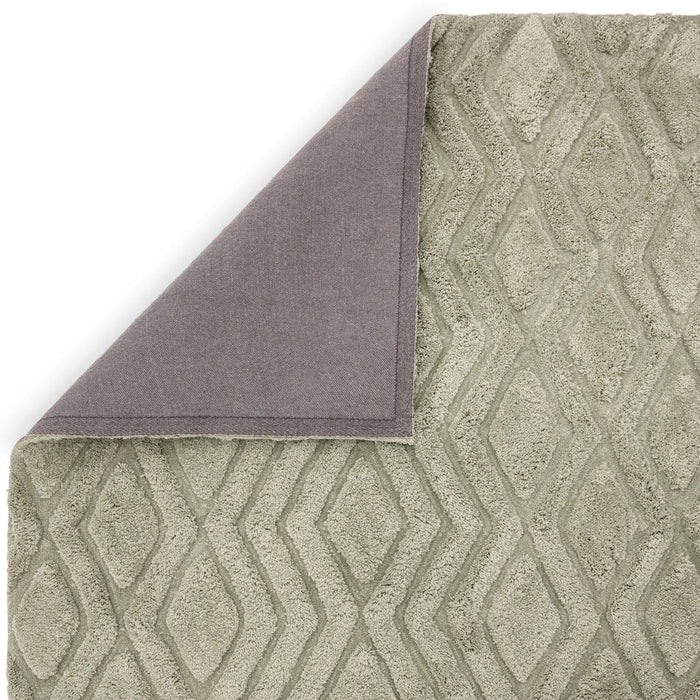 Harrison Modern Plain Hand-Carved Geometric Hi-Low Plush Soft Polyester Boho Shaggy Sage Green Rug