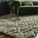 Harrison Modern Plain Hand-Carved Geometric Hi-Low Plush Soft Polyester Boho Shaggy Sage Green Rug