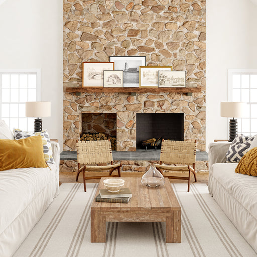 Hawthorn Striped Wool Area Rug 152 cm in Ivory Color