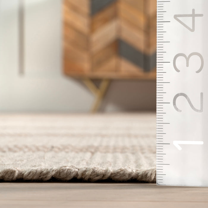 Hawthorn Wool Area Rug 152 Cm Striped Design Ivory