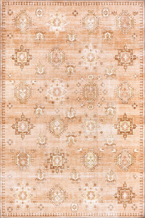 Hazy Heraldry Washable Peach Rug For Home Décor