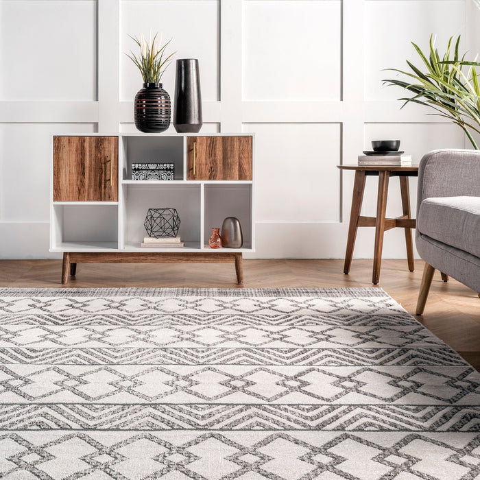Heidi Geometric Area Rug Light Grey 140x200 cm