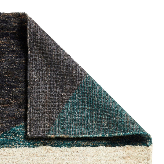 Hemp 23373 Modern Geometric Hand-Knotted Natural Fibre Heavyweight High-Density Durable Textured Blue/Green/Beige/Brown/Multicolour Rug