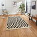 Hemp 26588 Modern Geometric Checkered Hand-Knotted Natural Fibre Heavyweight High-Density Durable Textured Black/Beige/Natural Rug