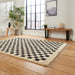 Hemp 26588 Modern Geometric Checkered Hand-Knotted Natural Fibre Heavyweight High-Density Durable Textured Black/Beige/Natural Rug