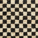 Hemp 26588 Modern Geometric Checkered Hand-Knotted Natural Fibre Heavyweight High-Density Durable Textured Black/Beige/Natural Rug