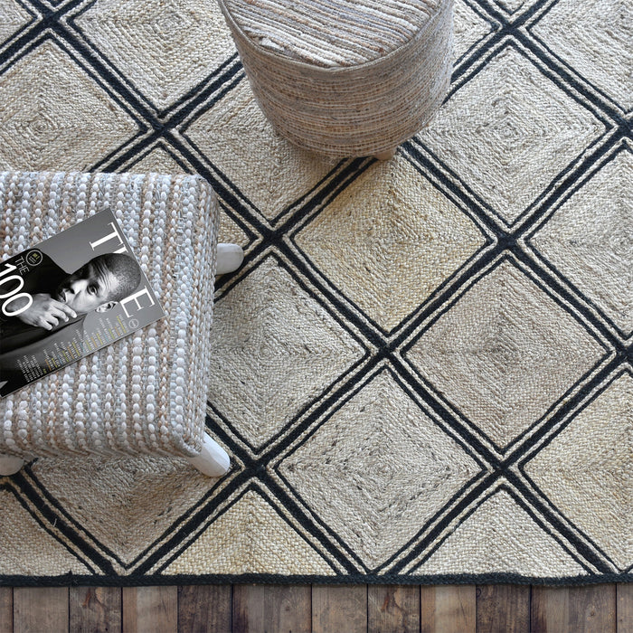 Hemp Handwoven Geometric Rug for Minimalist Decor