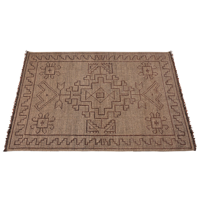 Hemp Leather Handwoven Rug with Central Medallion Design