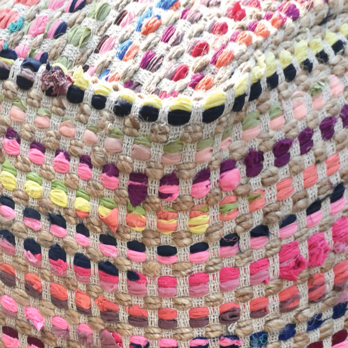 Hemp Pouf Handwoven Recycled Fabric Colorful Seating Option