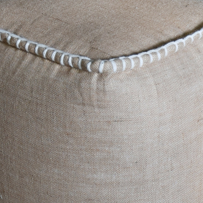 Hemp Pouf With Recycled Silk Edges For Modern Living Room