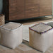 Hemp Pouf With Recycled Silk Edges For Modern Living Room