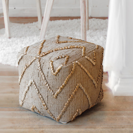 Hemp Pouf with Chevron Pattern for Contemporary Decor