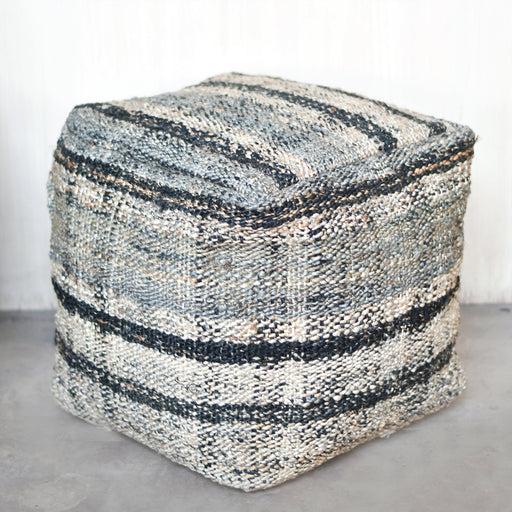 Hemp Striped Pouf For Stylish Living Room Decor