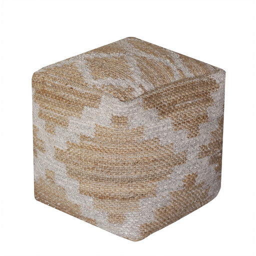 Hemsby Hand-Woven Hemp Pouf with Lurex Detailing