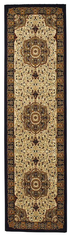 Heritage 4400 Black Cream Runner Rug