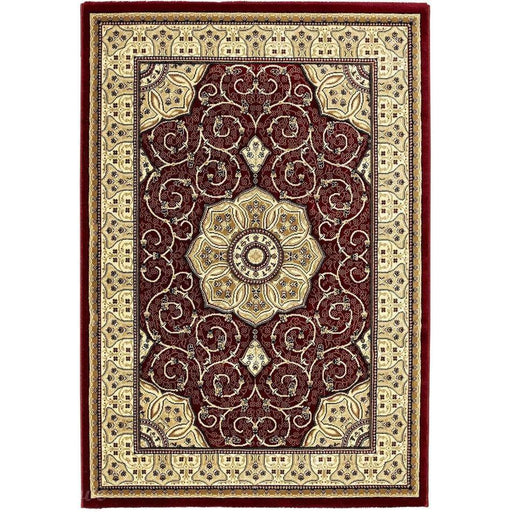Heritage 4400 Traditional Medallion Floral Tonal Vines Border Soft Hand-Carved Hi-Low Red Rug