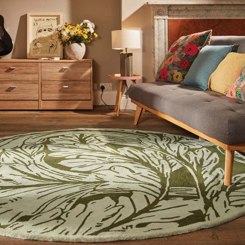 Heritage Floral 2 Moss Round Rug