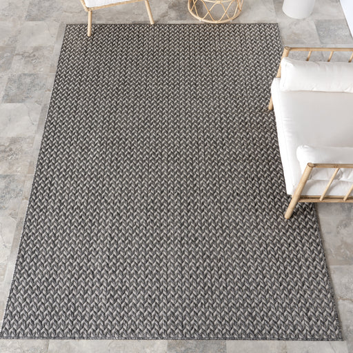 Herringbone Area Rug for Indoor Outdoor Use Light Grey 160x230 cm