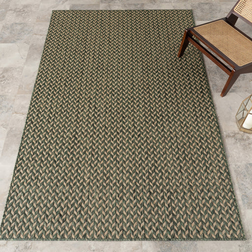 Herringbone Green innendørs utendørs areal teppe 80 cm størrelser tilgjengelig