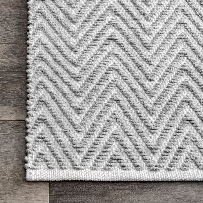 Herringbone Light Grey Area Rug 120x180 cm