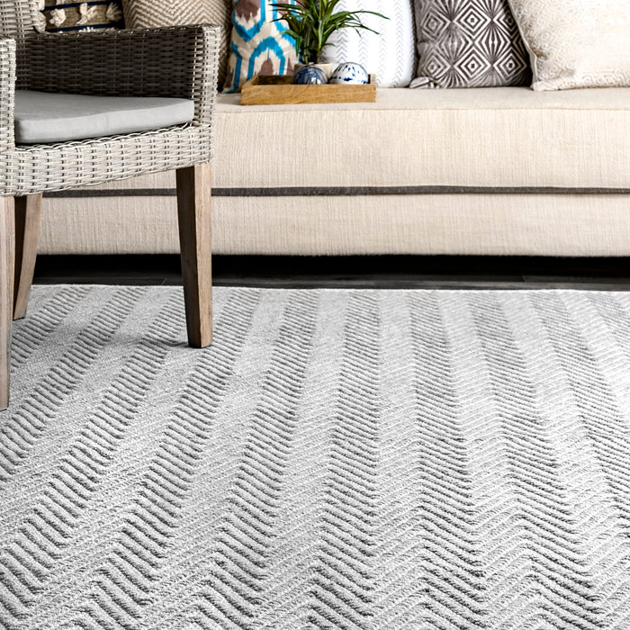 Herringbone Light Grey Area Rug 120x180 cm