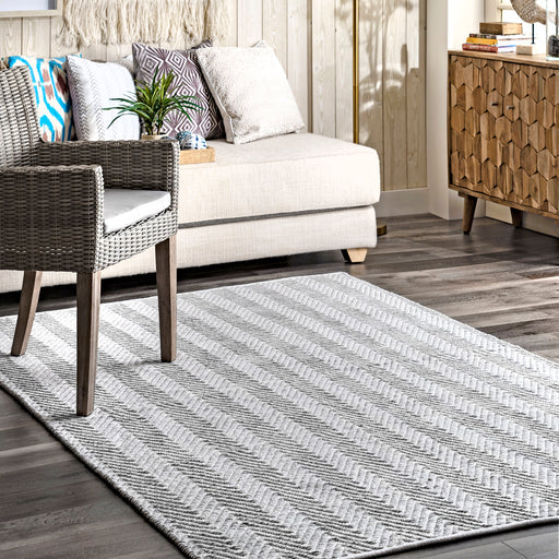 Herringbone Light Grey Area Rug 120x180 cm