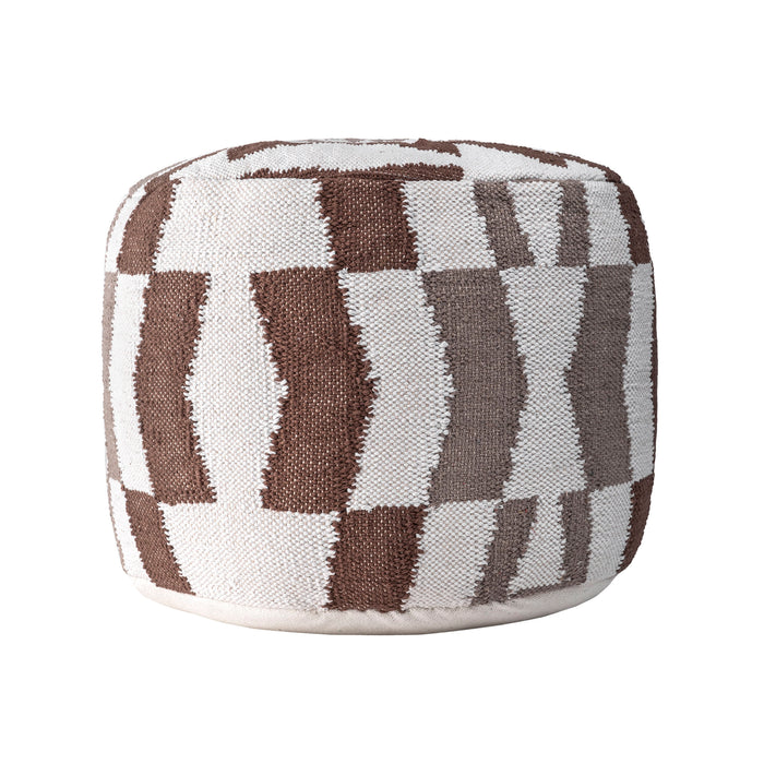 Herringbone Pouf Ottoman 50Cm Ivory Upholstery