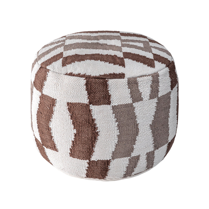 Herringbone Pouf Ottoman 50Cm Ivory Upholstery