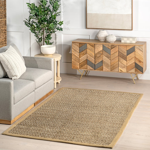 Herringbone Seagrass Area Rug 160cm Beige