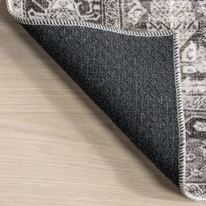 Hexagon Medallion Machine Washable Rug 160x230 cm Grey