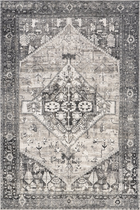 Hexagon Medallion Machine Washable Rug 160x230 cm Grey