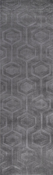 Hexagon Pattern Wool Area Rug in Grey
