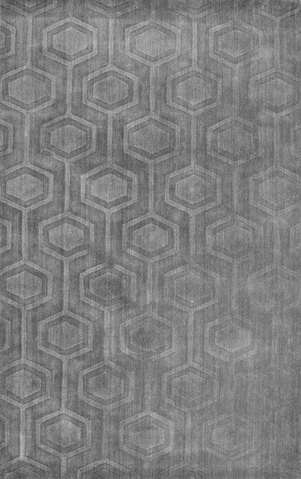 Hexagon Patterned Wool Area Rug Grey 160x230 cm