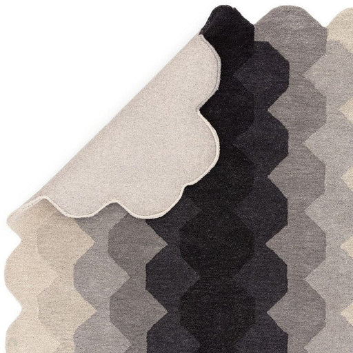 Hive Modern Geometric Hexagonal Ombre Gradient Hand-Woven Wool Charcoal Runner