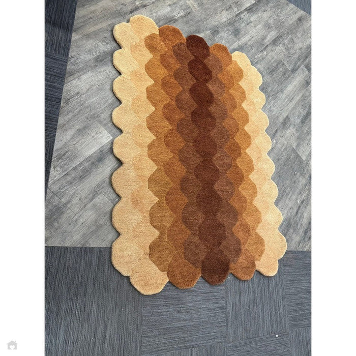 Hive Modern Geometric Hexagonal Ombre Gradient Hand-Woven Wool Rust Runner