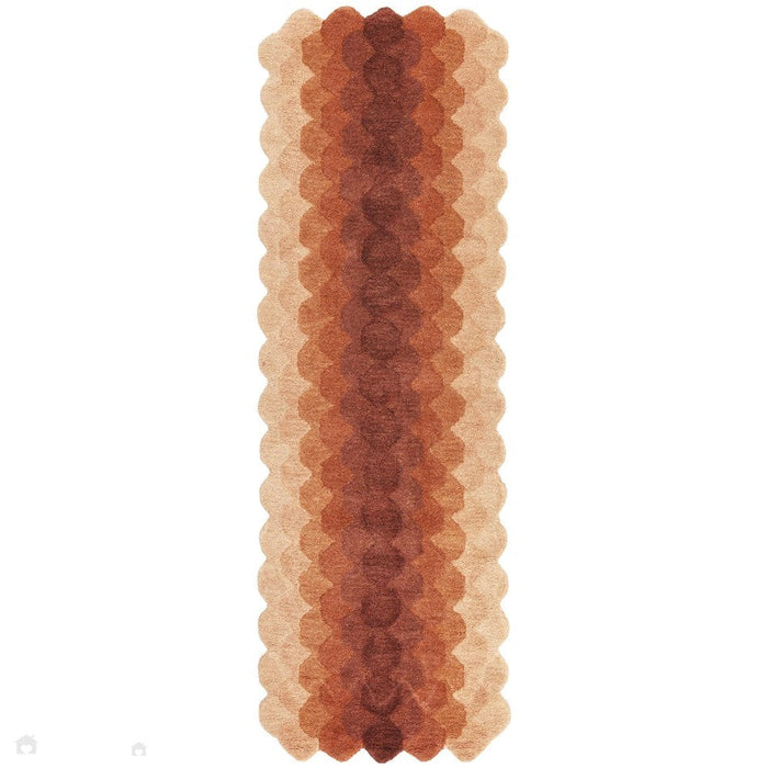 Hive Modern Geometric Hexagonal Ombre Gradient Hand-Woven Wool Rust Runner