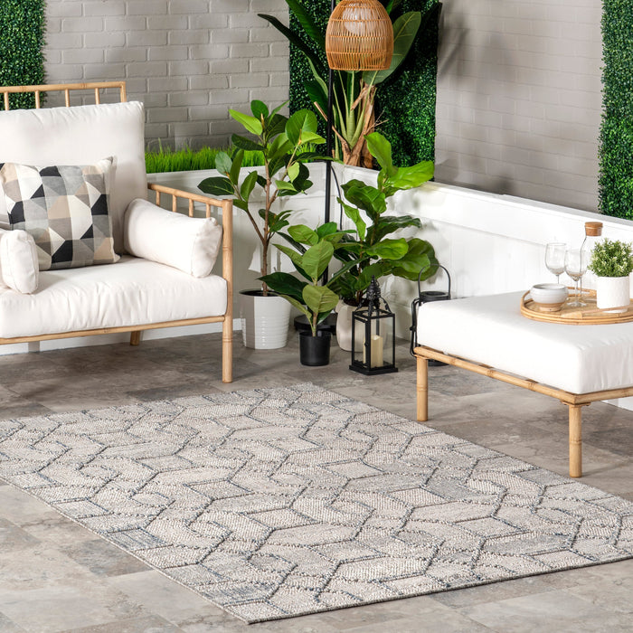 Honeycomb Area Rug Light Grey Indoor Outdoor 120x180 cm