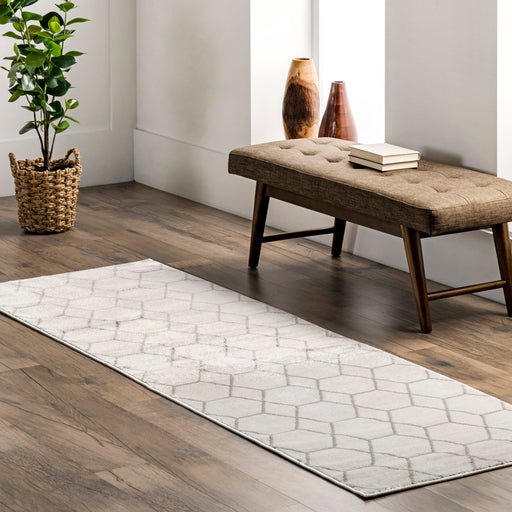 Honeycomb Pattern Area Rug 160x230 cm Beige