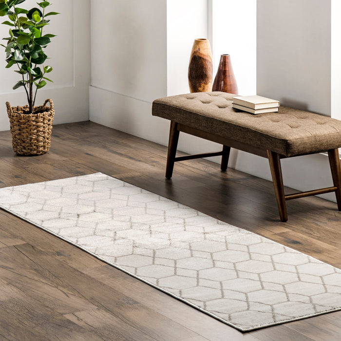 Honeycomb Pattern Area Rug 160x230 cm Beige