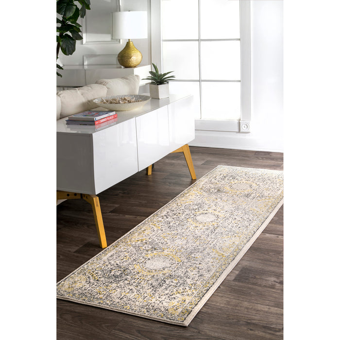 Honeycomb Pattern Area Rug in Gold Color